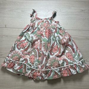 Haute Hippie Paisley Print Sundress with Pom Pom Trim Girls 4t